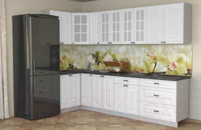 Готовая кухня Интерлиния Мила Деко 1.2x2.9 (белый/кастилло темный)