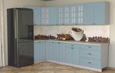 Готовая кухня Интерлиния Мила Деко 1.2x3.0 (океан/травертин серый)