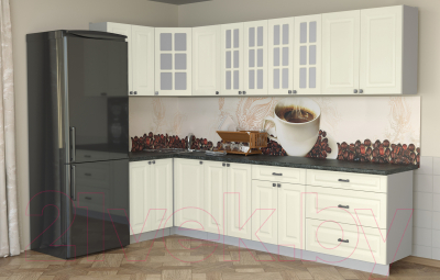 Готовая кухня Интерлиния Мила Деко 1.2x3.0 (слоновая кость/кастилло темный)