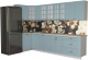 Готовая кухня Интерлиния Мила Деко 1.2x3.1 (океан/травертин серый) - 