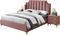 Двуспальная кровать Signal Monako Velvet 160x200 (античный розовый/золото) - 
