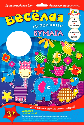 

Набор цветной бумаги Апплика, Веселые зверята А4 / С2779-08
