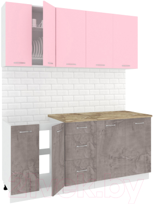 Готовая кухня Кортекс-мебель Корнелия Лира 1.8 (розовый/оникс/мадрид)