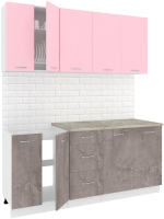 Кухонный гарнитур Кортекс-мебель Корнелия Лира 1.8 (розовый/оникс/марсель) - 