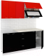 Готовая кухня Кортекс-мебель Корнелия Мара 1.8 (красный/чёрный/мадрид) - 