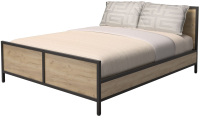 Двуспальная кровать Millwood Neo Loft КМ-2.6 Л (дуб золотой Craft/металл черный) - 