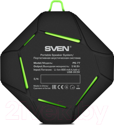 Портативная колонка Sven PS-77 (черный/зеленый)