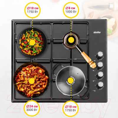 Изображение товара Газовая варочная панель Simfer H60Q40B400