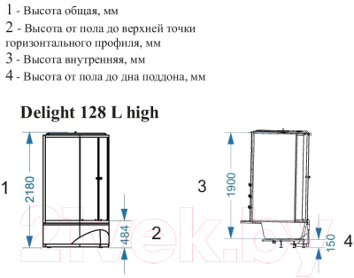 Душевая кабина Domani-Spa Delight 128 High L / DS01D110HWCl00 (белый/прозрачный)