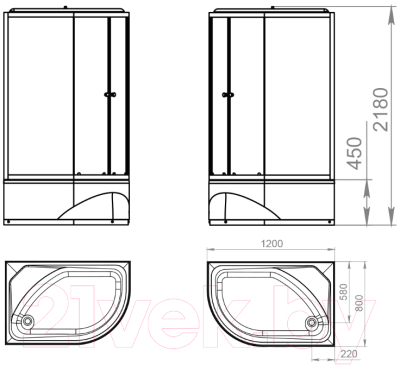 Душевая кабина Domani-Spa Delight 128 High L / DS01D110HWCl00 (белый/прозрачный)