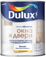 Краска Dulux Окна и Двери (750мл, белый полуматовый) - 