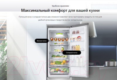 Холодильник с морозильником LG DoorCooling+ GA-B509MVQZ