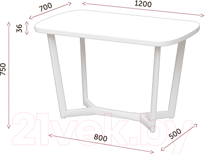 Обеденный стол Millwood Лофт Мюнхен 120x70x75 (дуб беленный/металл черный)