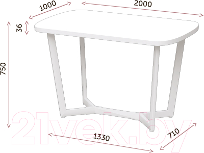 Обеденный стол Millwood Лофт Мюнхен 200x100x75 (дуб беленный/металл черный)