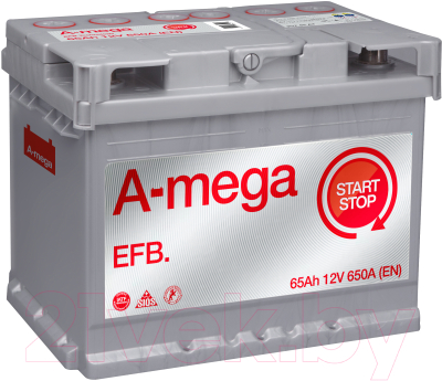 Автомобильный аккумулятор A-mega EFB 65.0 R+ (65 А/ч)