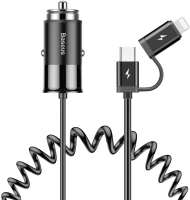 

Зарядное устройство автомобильное Baseus, Enjoy Together 2в1 1xUSB 2.4А + кабель / CCALL-EL01