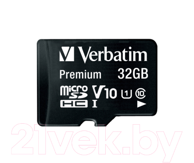 Карта памяти Verbatim microSDHC 32GB UHS-1 Class 10 + SD адаптер (44083)