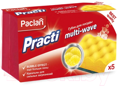 Набор губок для мытья посуды Paclan PractI Multi-Wave (5шт)
