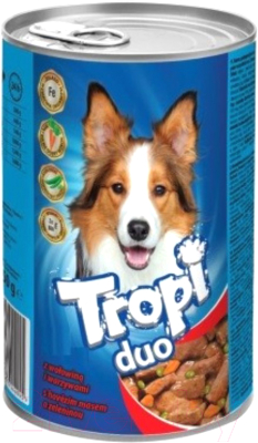 Влажный корм для собак Tropi Duo Кусочки в соусе с говядиной и овощами / TROPI03 (415г)