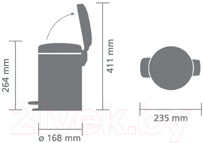 Мусорное ведро Brabantia Pedal Bin NewIcon с защитой от отпечатков / 112164 (3л, стальной матовый)