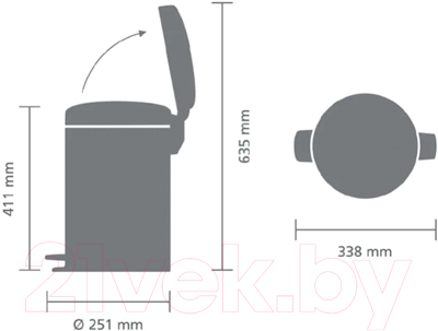 Мусорное ведро Brabantia Pedal Bin NewIcon / 113802 (12л, минерально-графитовый)