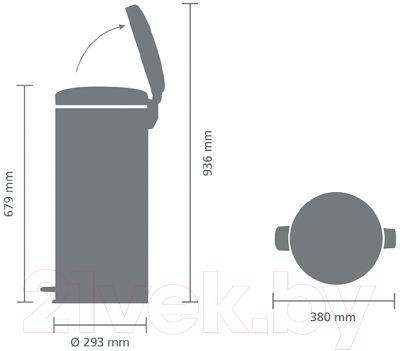 Мусорное ведро Brabantia Pedal Bin NewIcon с защитой от отпечатков / 111822 (30л, стальной матовый)