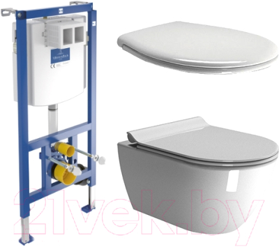 

Унитаз подвесной с инсталляцией Villeroy & Boch, A92246100 + 881511 + MSC87CN11