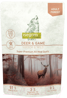Влажный корм для собак Isegrim Roots Adult Forest Deer & Game / 95754 (410г)