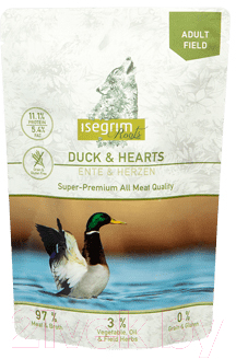 Влажный корм для собак Isegrim Roots Adult Field Duck & Hearts / 95756 (410г)