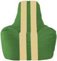 Бескаркасное кресло Flagman Спортинг С1.1-240 (зеленый/светло-бежевые полоски) - 