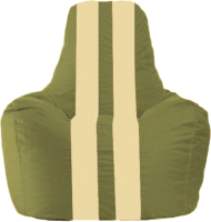 Бескаркасное кресло Flagman Спортинг С1.1-225 (оливковый/светло-бежевые полоски) - 