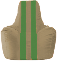 Бескаркасное кресло Flagman Спортинг С1.1-94 (бежевый/зеленые полоски) - 