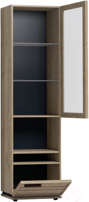Шкаф-пенал с витриной Глазов Oslo 13 (дуб серый Craft/черный)