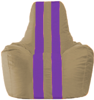 Бескаркасное кресло Flagman Спортинг С1.1-79 (бежевый/фиолетовые полоски) - 