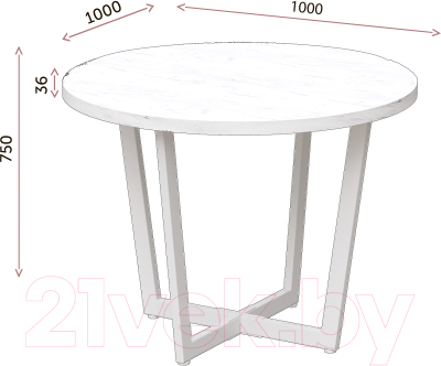 Обеденный стол Millwood Лофт Орлеан Ф/Ш D100x75 (дуб белый/металл черный)