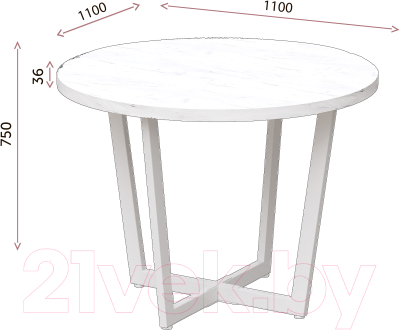 Обеденный стол Millwood Лофт Орлеан Ф/Ш D110x75 (дуб беленый/металл черный)