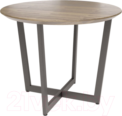 Обеденный стол Millwood Лофт Орлеан Ф/Ш D110x75 (дуб темный/металл черный)