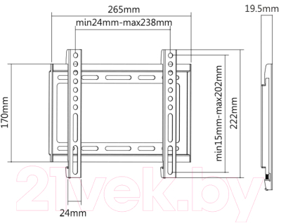 Кронштейн для телевизора SBOX PLB-2222F