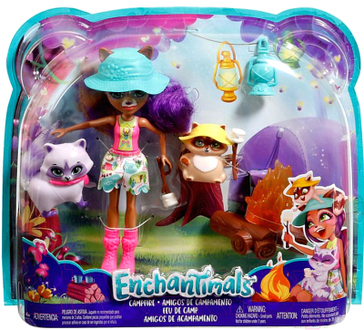 Кукла с аксессуарами Mattel Enchantimals Рейлин Енот и Пестер на кемпинге / FCC62/FJJ29