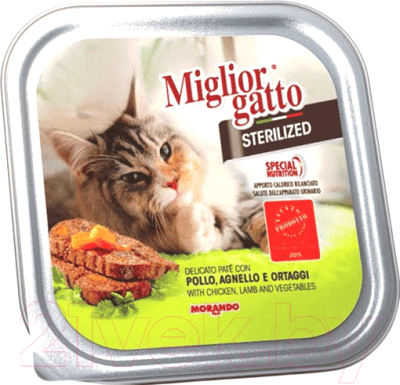 Влажный корм для кошек Miglior Gatto Sterilized Chicken & Lamb (100г)