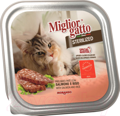 Влажный корм для кошек Miglior Gatto Sterilized Salmon & Rice (100г)