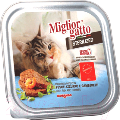 Влажный корм для кошек Miglior Gatto Sterilized Fish & Shrimp (100г)