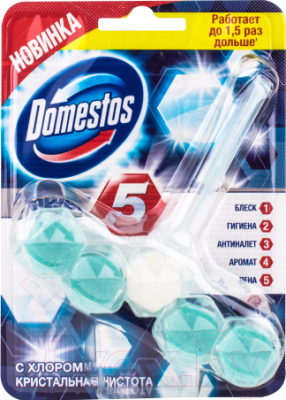 Чистящее средство для унитаза Domestos Кристальная чистота + чистящий блок Power 5 с хлором (1л)