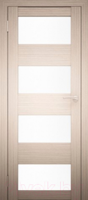 Дверь межкомнатная Юни Амати 02 60x200 (дуб беленый/стекло белое)