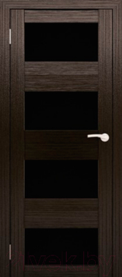Дверь межкомнатная Юни Амати 02 70x200 (дуб венге/стекло черное)
