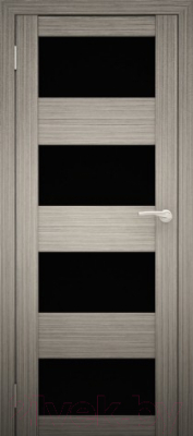 Дверь межкомнатная Юни Амати 02 70x200 (дуб дымчатый/стекло черное)