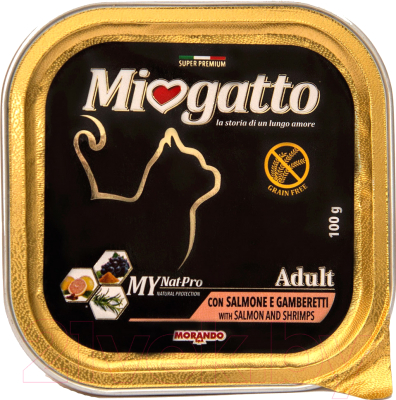 Влажный корм для кошек Miogatto Adult Salmon&Shrimp (100г)