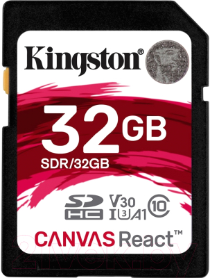 Карта памяти Kingston Canvas React SDHC (Class 10) UHS-I 32Gb (SDR/32GB)