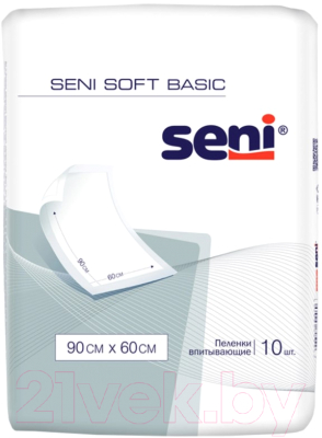 Набор пеленок одноразовых впитывающих Seni Basic Soft 90x60 (10шт)