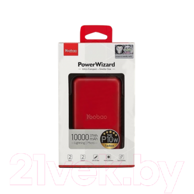 Портативное зарядное устройство Yoobao Power Bank P10W (красный)